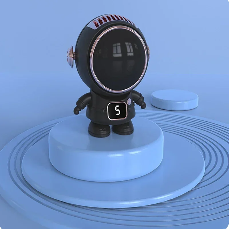 New Mini USB Charging Hanging Neck Handheld Astronaut Small Electric Fan with No Blades, Five Speed Portable Cartoon Astronaut
