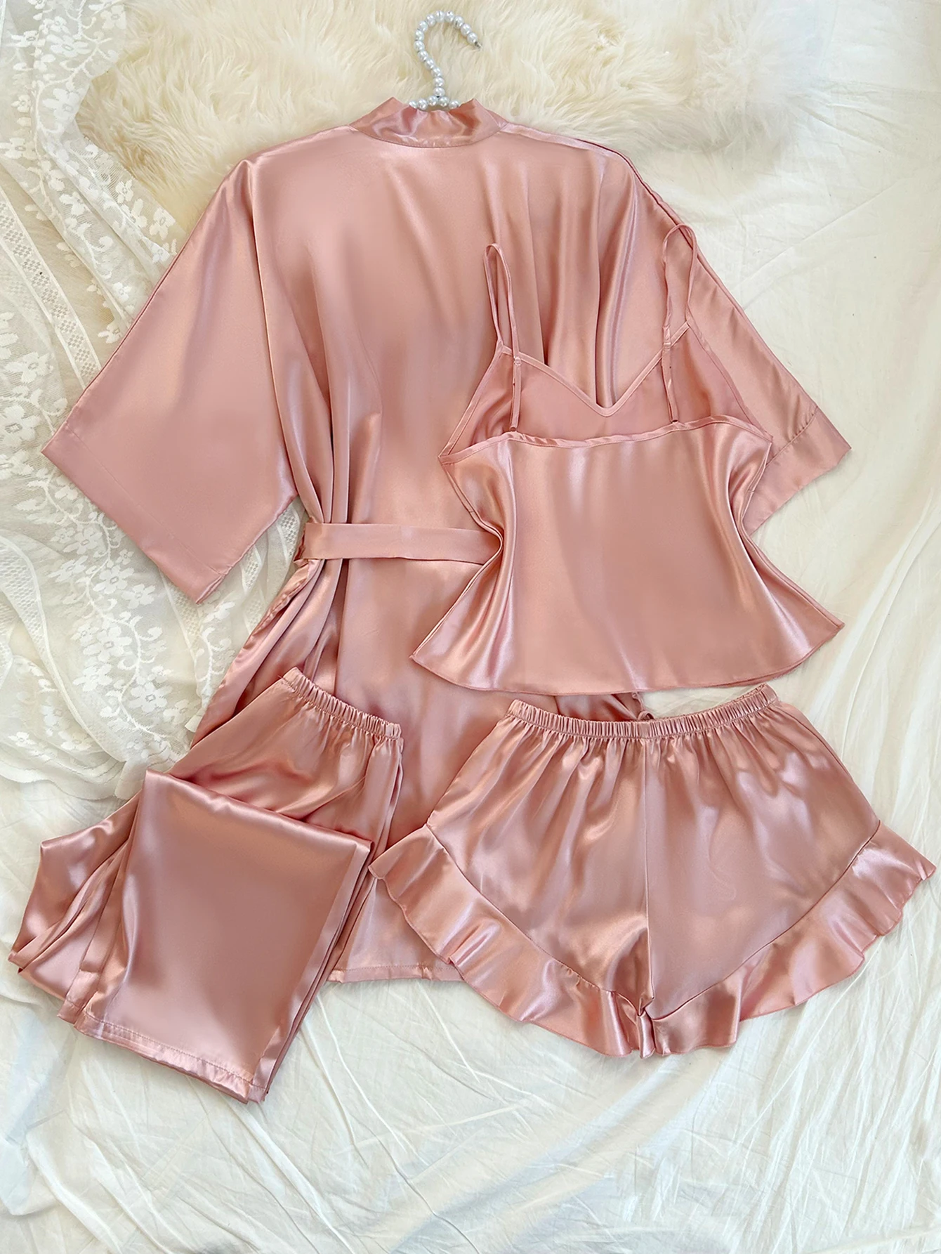 Setelan Piyama Satin Solid Ele - Luxury Lifestyle Women ulasan dan harga