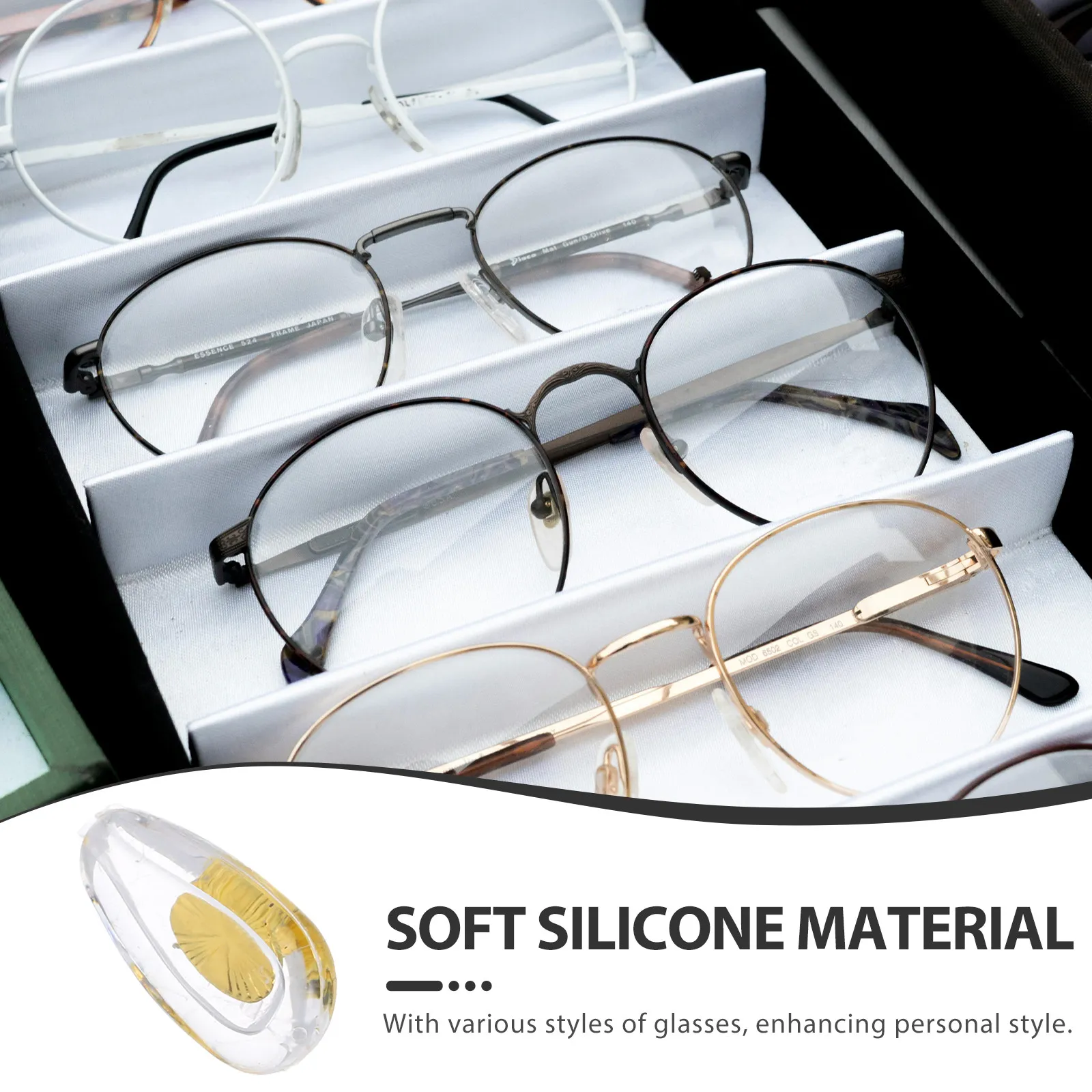 6Pairs Gold Silicone Nose Pads for Eyeglasses Metal Core Anti-Slip Air Bag Design Comfortable Nose Bridge Cushions Replacement