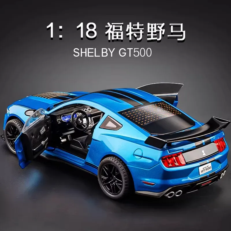 

1:18 Mustang GT500 Sports Car Alloy Metal Diecast Car Model Toy Sound & Light Vehicle Toys For Boy Children Gifts