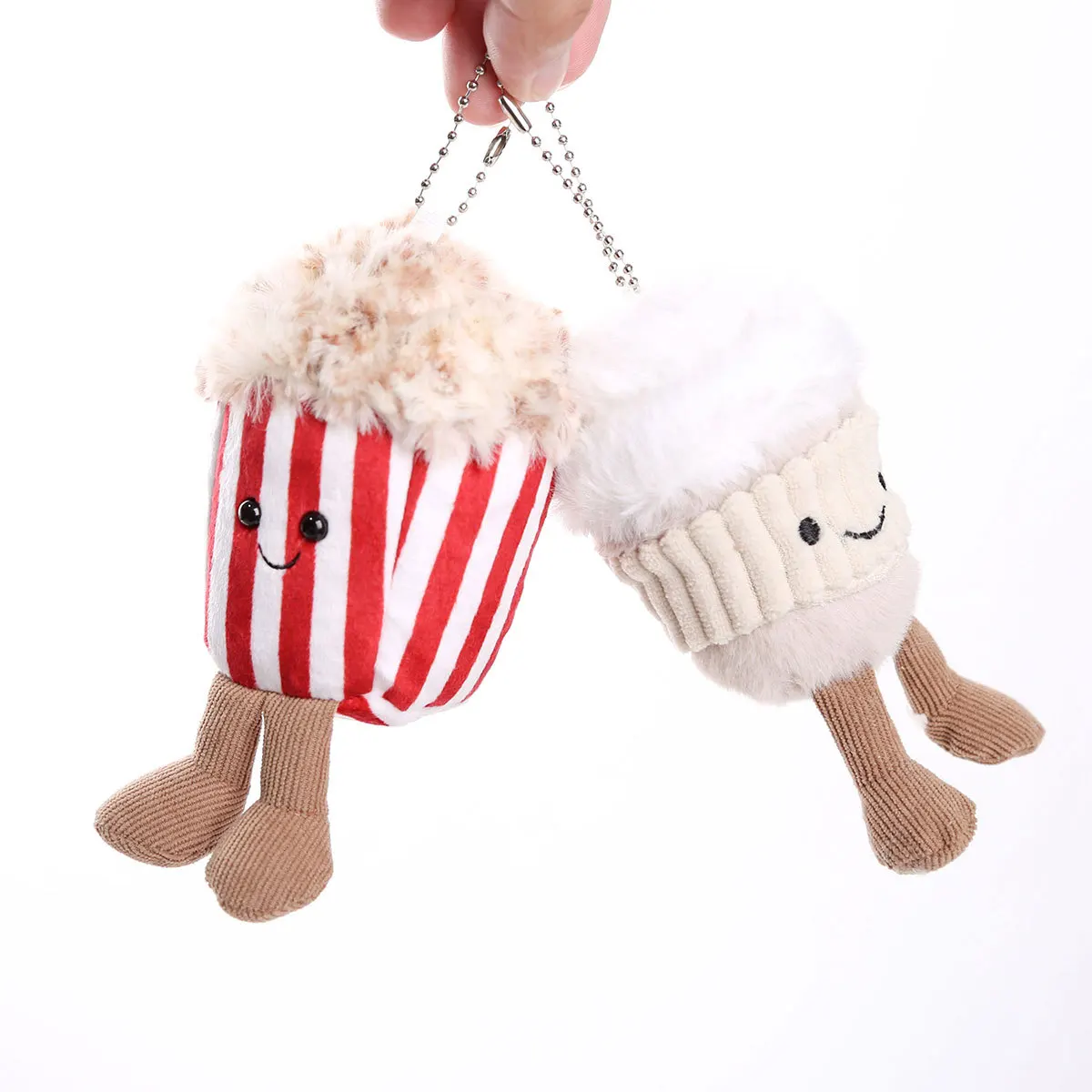 Ins Food Play muñeco de peluche llavero colgante lindo palomitas de maíz café cacahuetes sándwiches muñeco de peluche bolsa decoración colgante pareja regalo