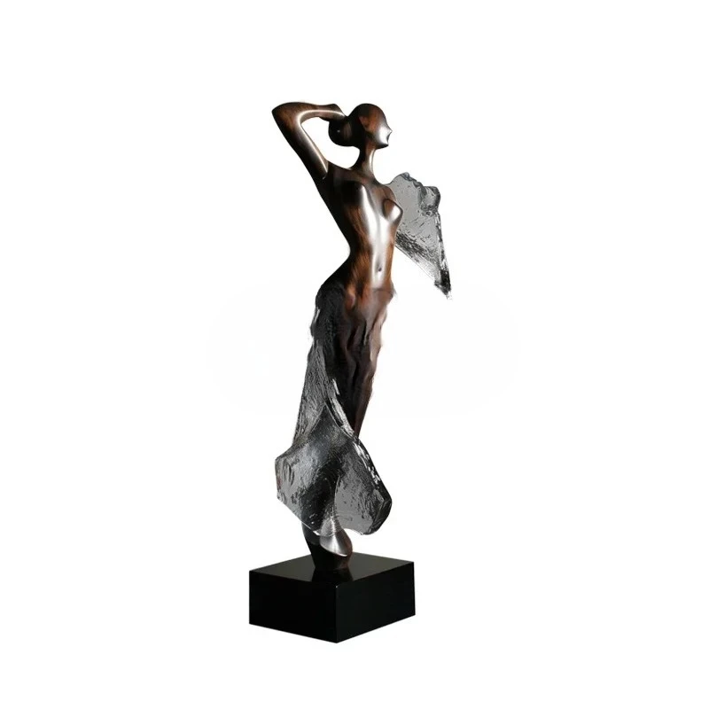 

FG44Abstract figure solid wood sculpture art ornament light luxury high-end living room entrance decoration