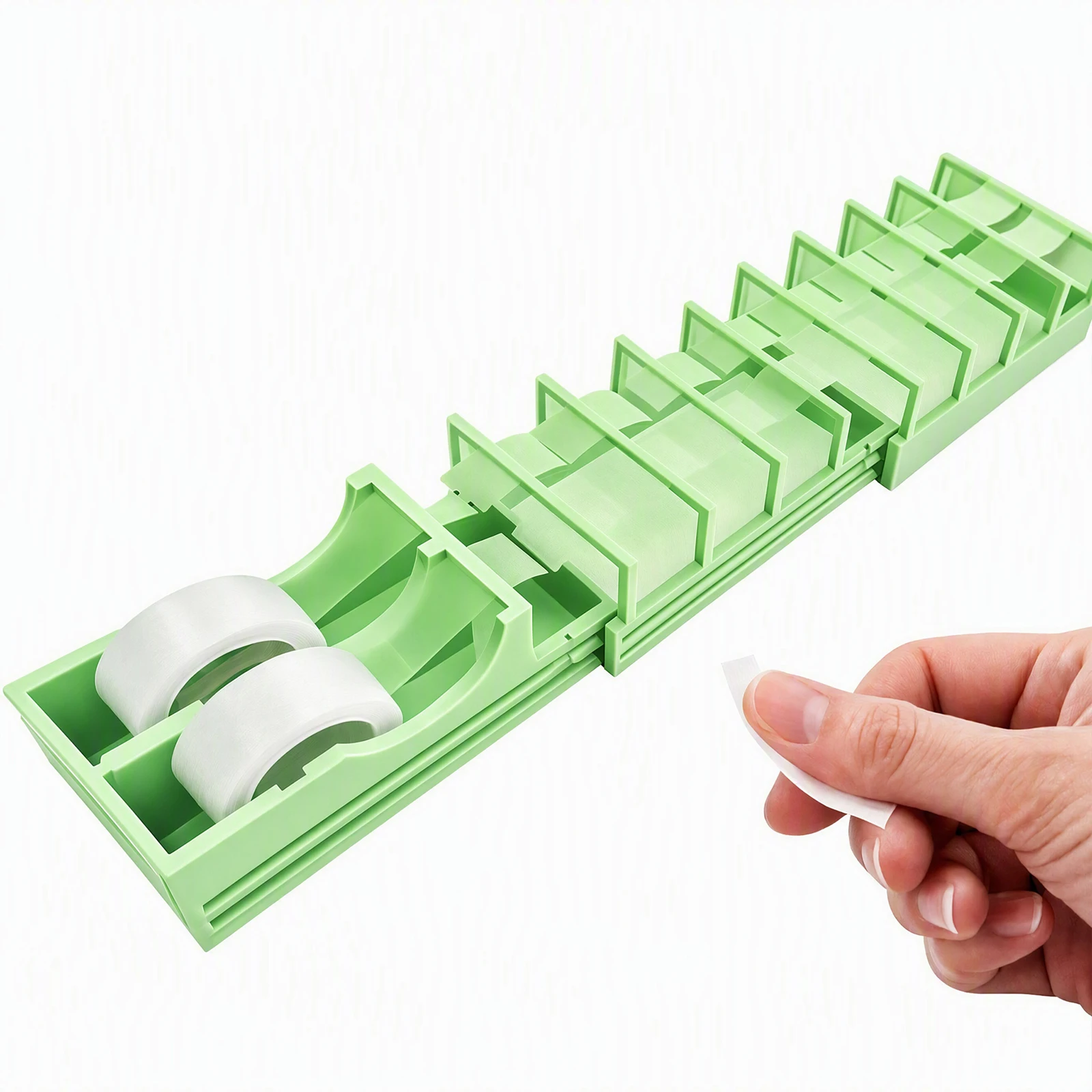 Fast Tape Dispenser for Crafts & Gift Wrapping - 18 Strips in Seconds Foldable Tape Base Serrated Edge Retractable Desktop Craft