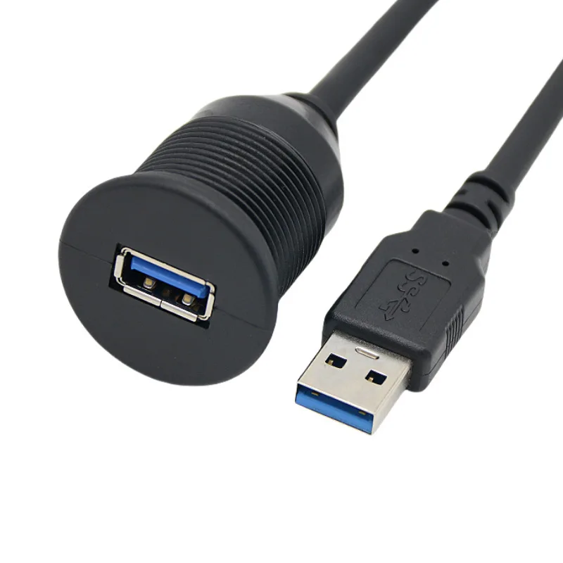 2pcs Waterproof Threaded Type EP Panel Board Female to Male Front Mounted USB 2.0/3.0 Socket Adapter Circular Aviation Connector