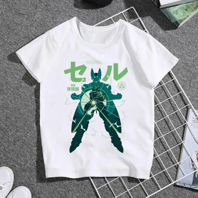 Dragon Ball Animation Co-branded White T-Shirt Summer New Men's and Women's Harajuku Loose Casual Plus Size Parent-Child Top