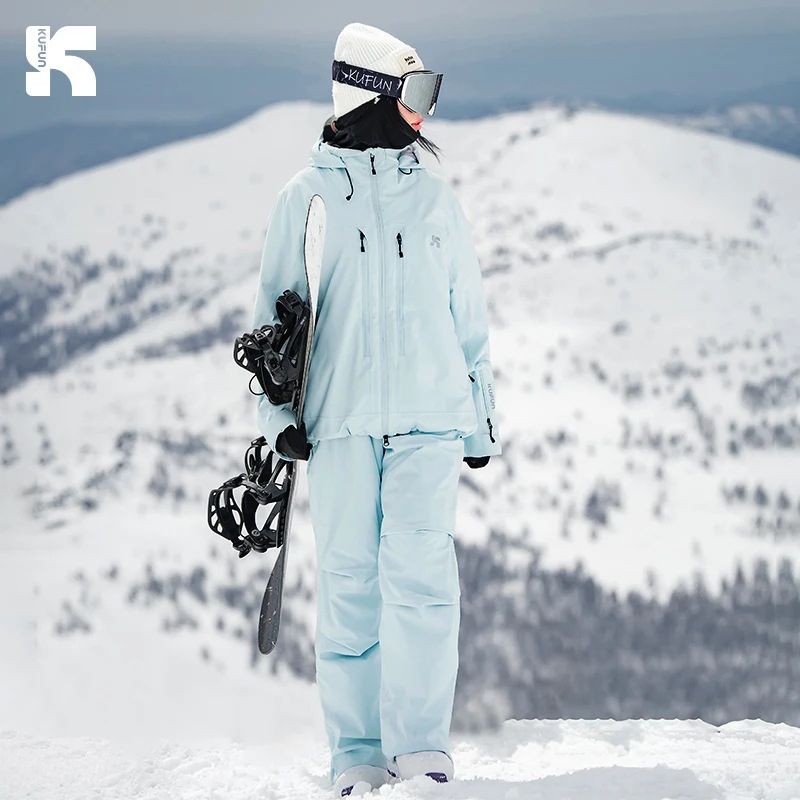 KUFUN Abbigliamento da sci Completi da snowboard ispessito impermeabile Giacca da neve antivento Top Pantaloni Pantaloni larghi Casual Uomo Lady Adolescente