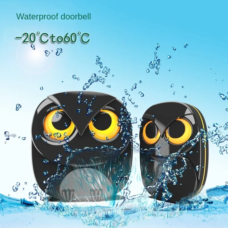 Outdoor Waterproof Wireless Illuminated Doorbell Button Owl Remote Intelligent Emergency Call Machine