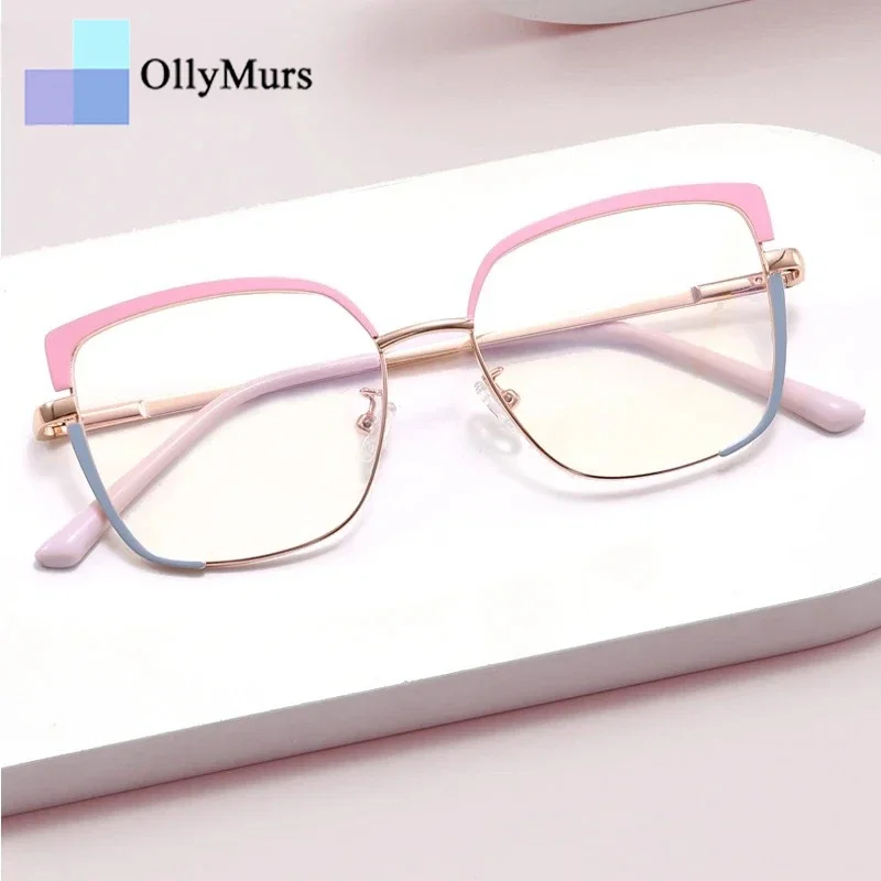 

Очки OLLYMURS Fashion CatEye с индивидуальной коррекцией зрения, металлические, с защитой от синего света, для женщин и мужчин, для чтения и при близорукости