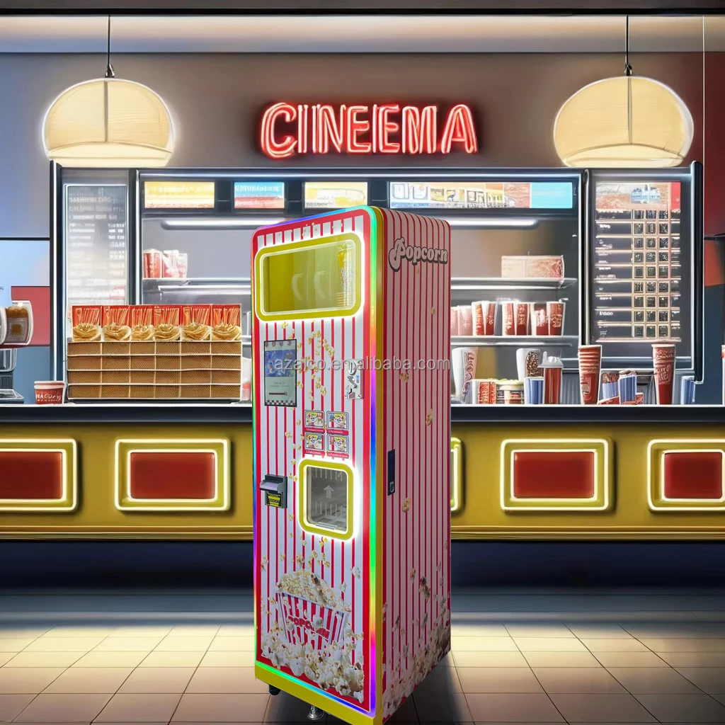 آلة بيع صنع الفشار التجارية بنكهتين شاشة تعمل باللمس 10.1 بوصة تصميم مخصص آلة صنع الفشار الأوتوماتيكية للسينما