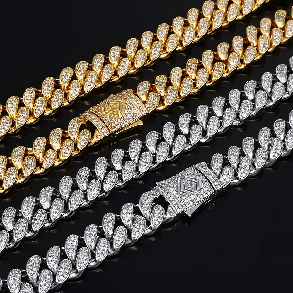 

ICEOMG Роскошное ожерелье-цепочка в стиле хип-хоп с покрытием из белого золота, высококачественными фианитами и двойным рядом бриллиантов, для мужчин и женщин ﻿