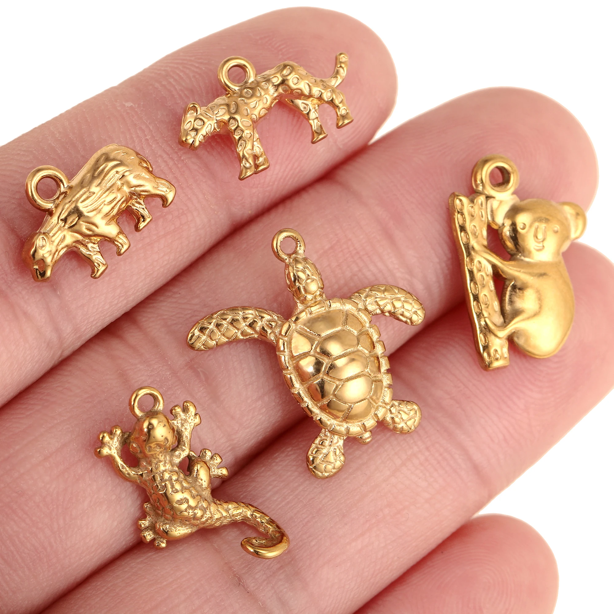 3Pcs Horse/Elephant/Sea Lion/Turtle Charms Stainless Steel Luck Animal Pendant DIY Bracelet Necklaces Jewelry Making Accessaries