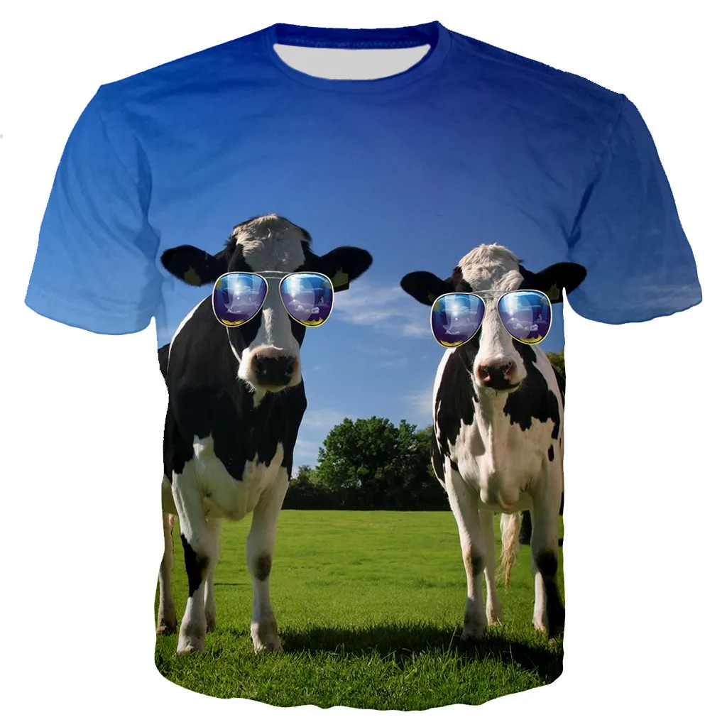 Funny Cow T-Shirts Animal Bull 3D Print Men Women Short Sleeve Streetwear T Shirt Oversized Harajuku Y2k Tees Kids Tops Clothing