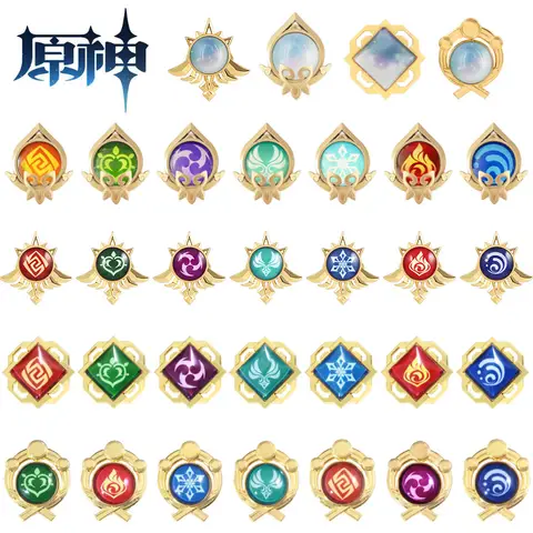 Genshin Impact Luminous Pins Brooch Mondstadt Vision Eye of God 7 Elements Badge Brooch Lapel Pin Jewelry