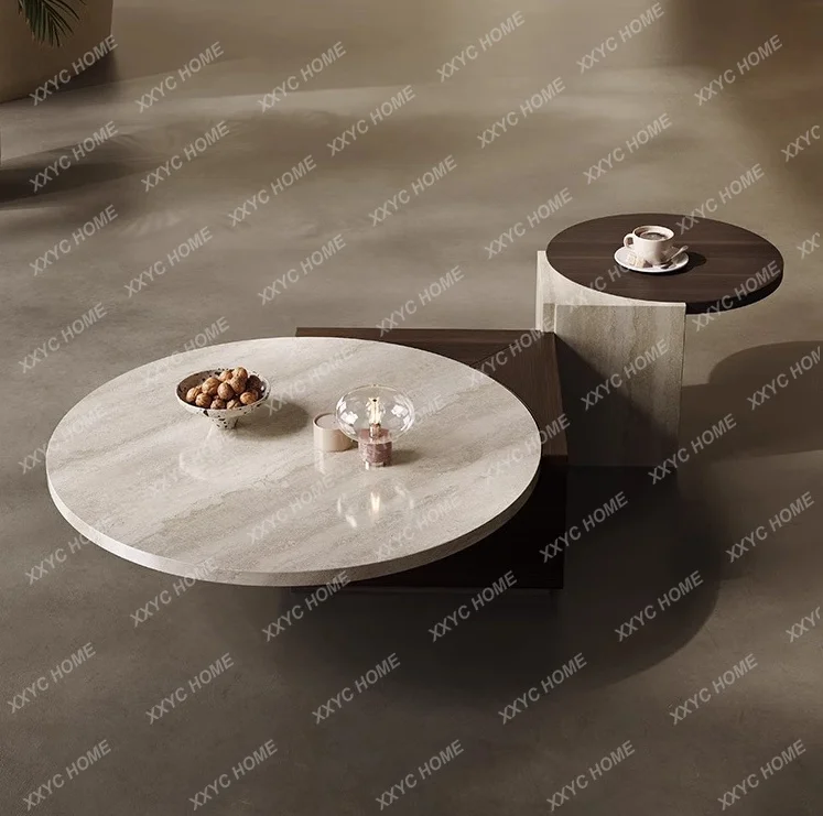 

*Natural stone coffee table master original household imitation marble travertine special-shaped coffee table