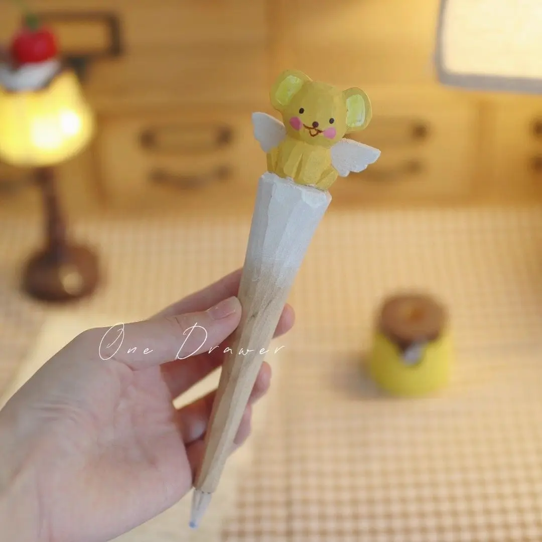 

Handmade Fairy Wood Art Pen，Hand-Carved Solid Wood，Writable Desk Artpiece，Study Buddy，Christmas。
