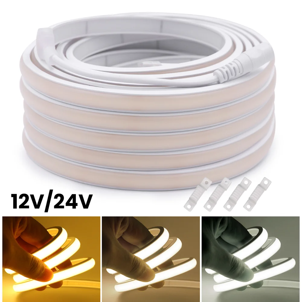 

IP68 Waterproof COB Neon Strip 12V 24V 320LEDs/m Flexible Silicone Neon Light Sign 3000K 4000K 6000K Ribbon Diode Tape For Home