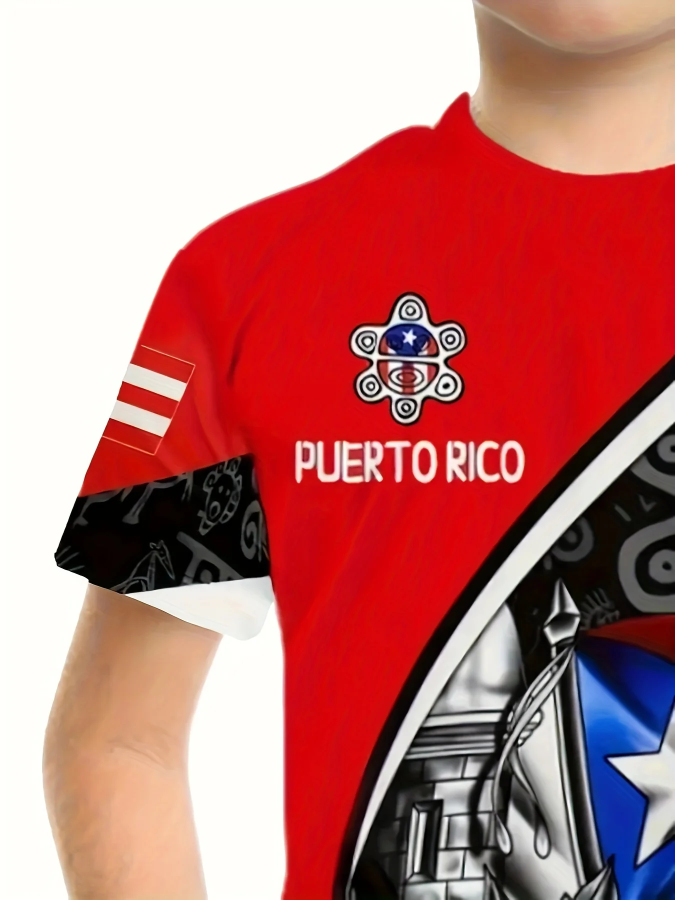 Boys Puerto Rico 3D Graphic T-Shir kids Summer Outdoor Entertainment Street Fashion Versatile Short sleeved Top