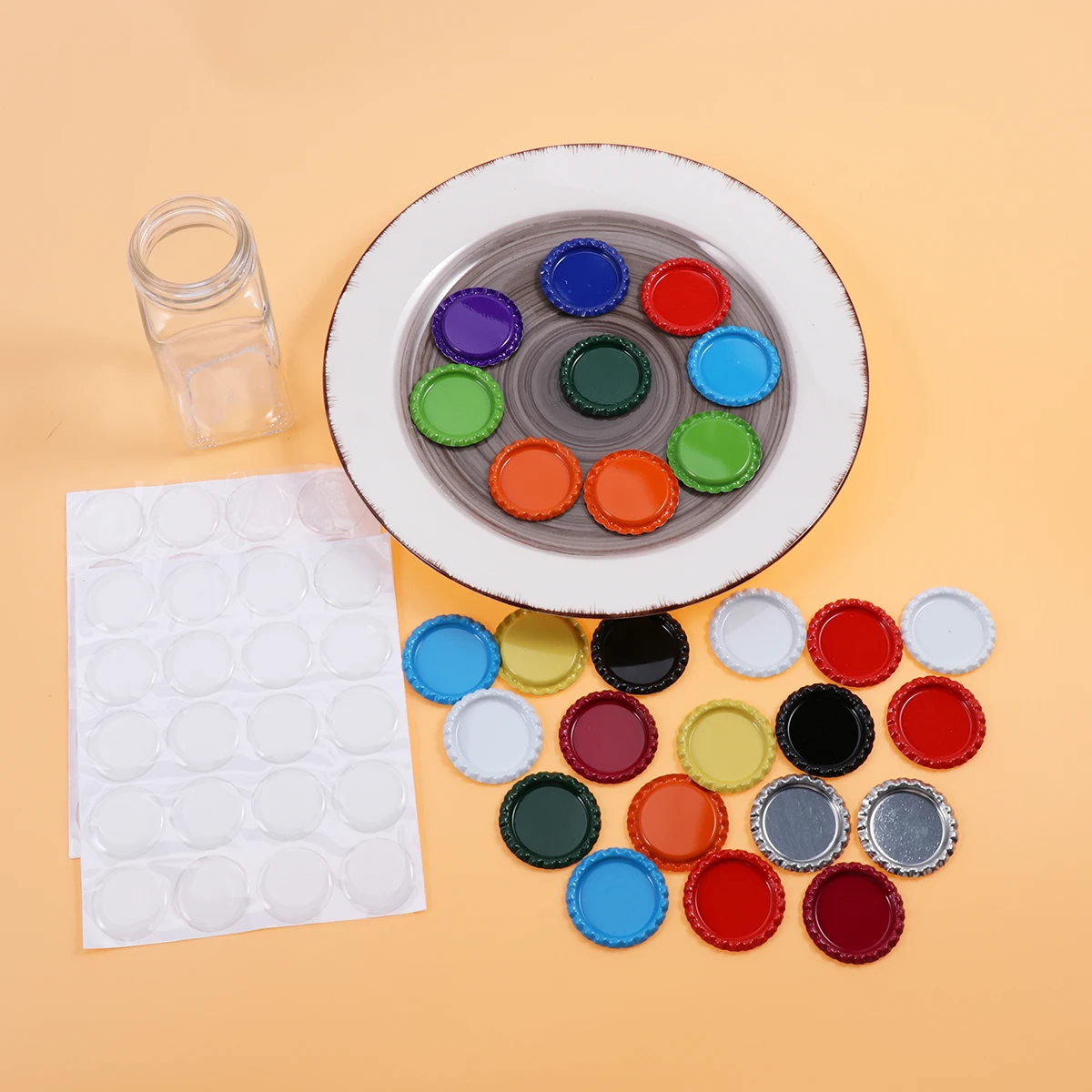

200 pcs Bottle Caps Beer Caps Stickers DIY Resin Patches Double Sided Craft Supplies Pendant Earring Magnet Bracelet