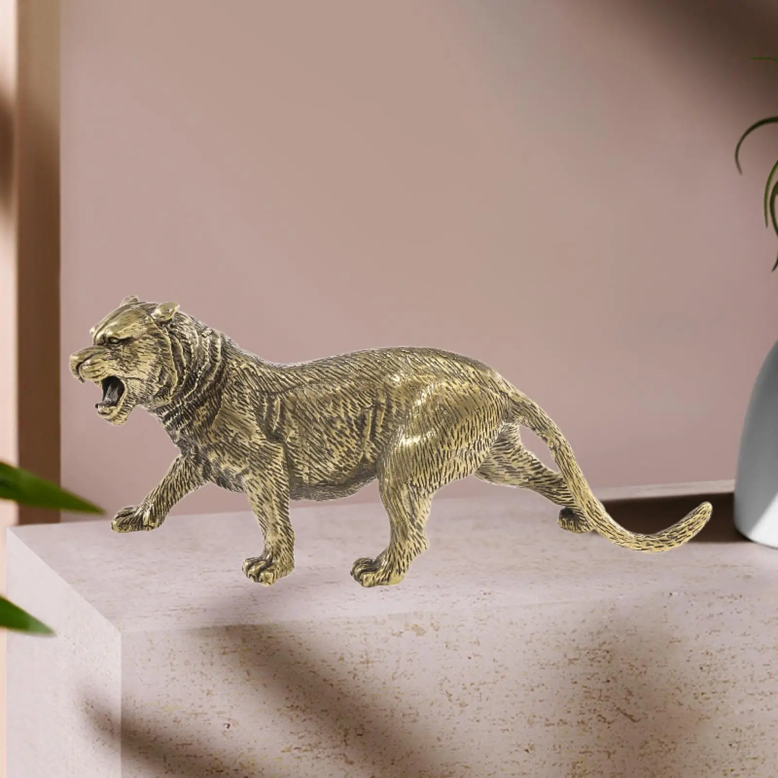 

Brass Tiger Figurine Feng Shui Housewarming Gift Unique Lifelike Tiger Sculpture