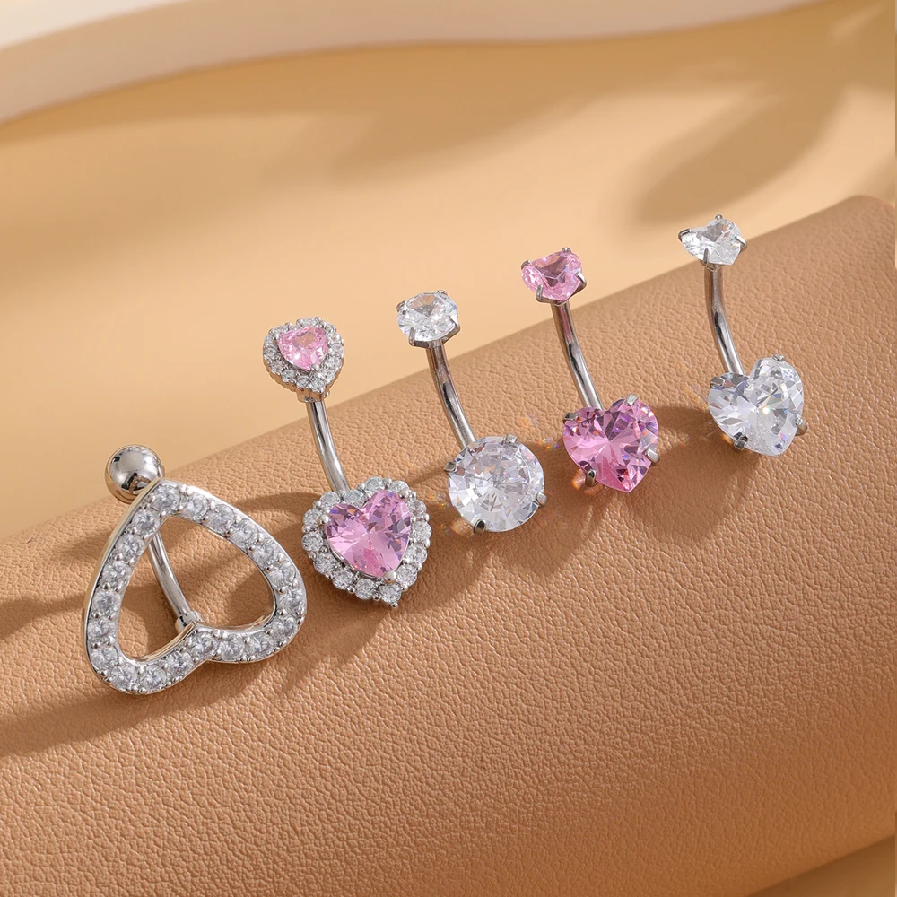 3-5pcs/Lot Belly Button Ring Sets with Heart and Butterfly Designs