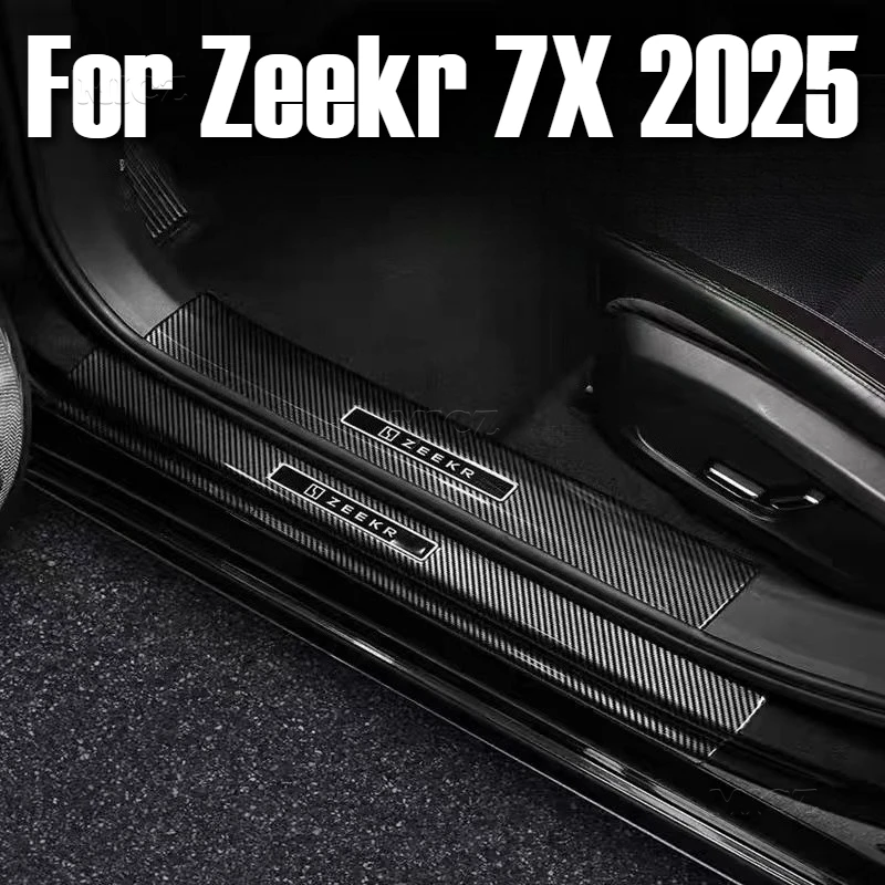 

For Zeekr 7X 2025 Car Accessories Carbon Fiber ABS Threshold Door Sill Pedal Protector Rear Trunk Bumper Guard Cover Stickers