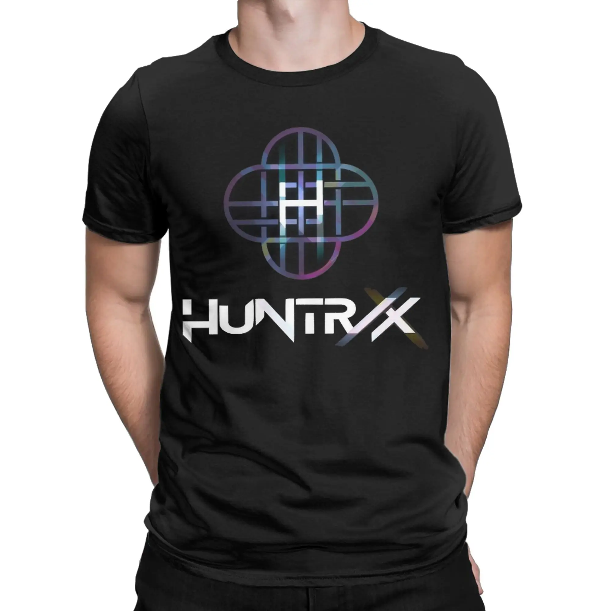 HUNTRIX KPop شيطان الصيادين تي شيرت للرجال مضحك 100% القطن تي شيرت الجولة الرقبة قصيرة الأكمام تي شيرت هدية فكرة القمم