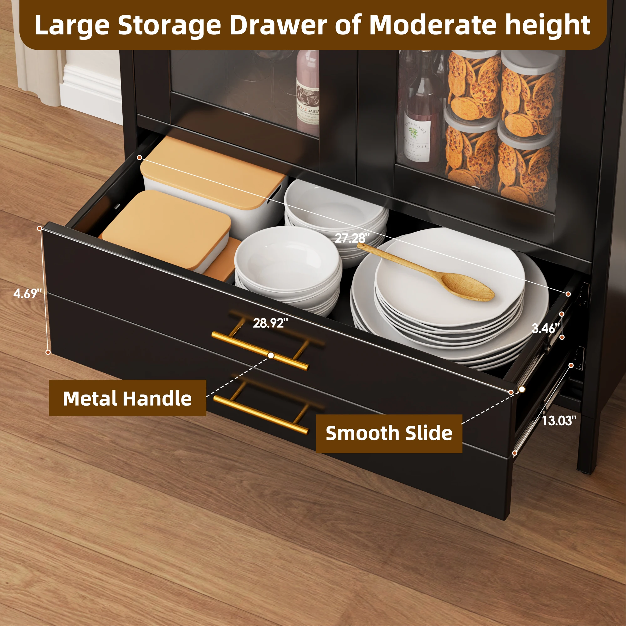 73 ''H металлические арочные кухонные шкафы, арочный шкаф-витрина со стеклянными дверями и ящиками для домашней гостиной