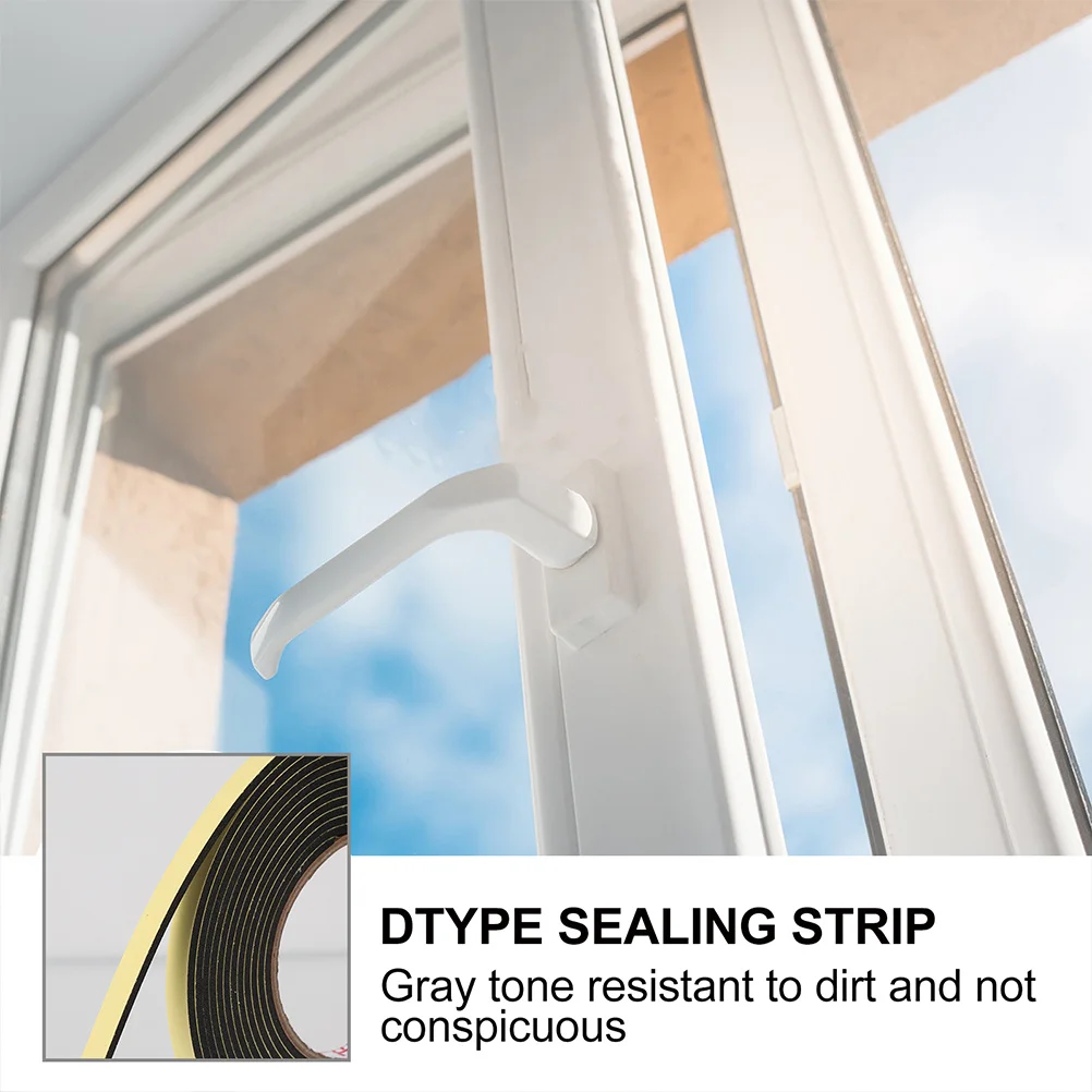 

8 Rolls Black Tape For Home Sealing Strip Soundproofing Adhesive Sponge Tape Weatherproof Door Seal Strip Windproof Bug