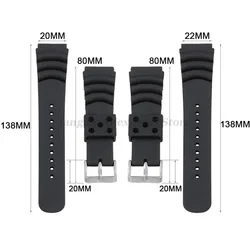 18 20 22 24 Mm Diver Rubber Watch Band Black Silicone Sports Wrist Strap Bracelet Spring Bars Tool Set for Seiko for Casio Watch