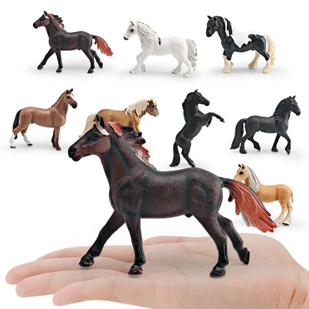 

1pcs Oenux Original Forest Wild Steed Farm Animal Horse Realistic Model Action Figures Ferghana horse PVC Figurines Toy Kid
