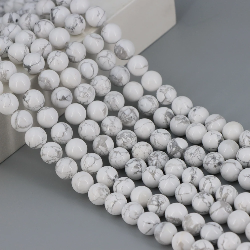 Natural Stone White Howlite Turquoise Round Loose Beads 15
