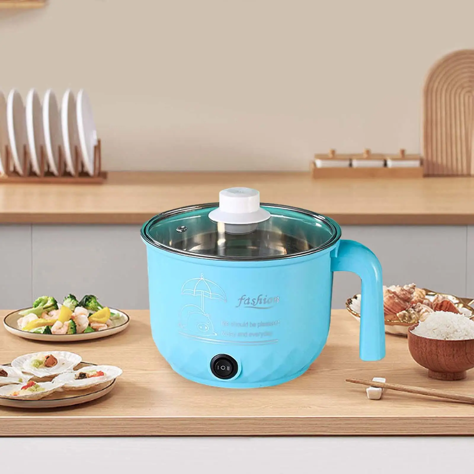 Electric Cooker Nonstick Small Electric Cooker Stainless Steel Visible Lid Soup Steamer for Noodles Pasta Dumpling Eggs