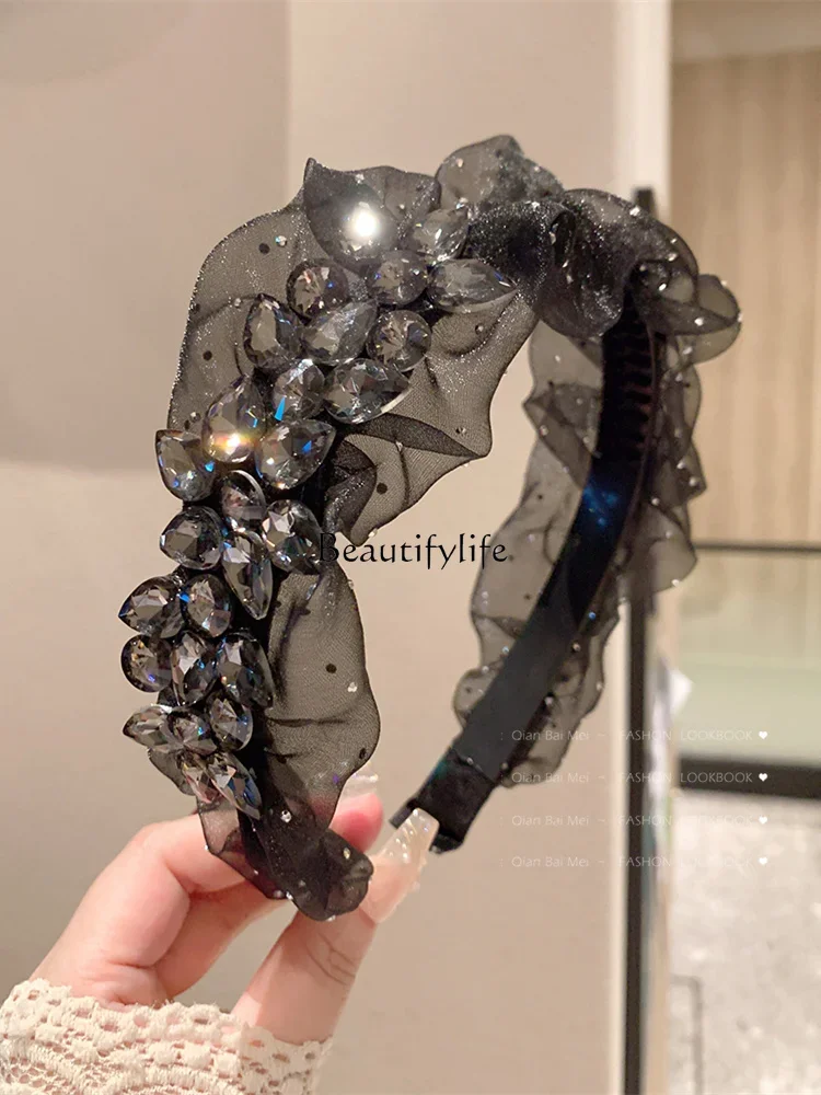 

Mesh broken diamond headband super fairy temperament pressure hair high cranial top hairpin