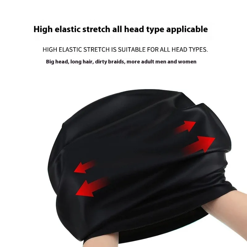 Cuffia da nuoto in silicone da donna, capelli lunghi, taglia extra large, elastica, impermeabile, comoda, alta elasticità, da spiaggia, estiva
