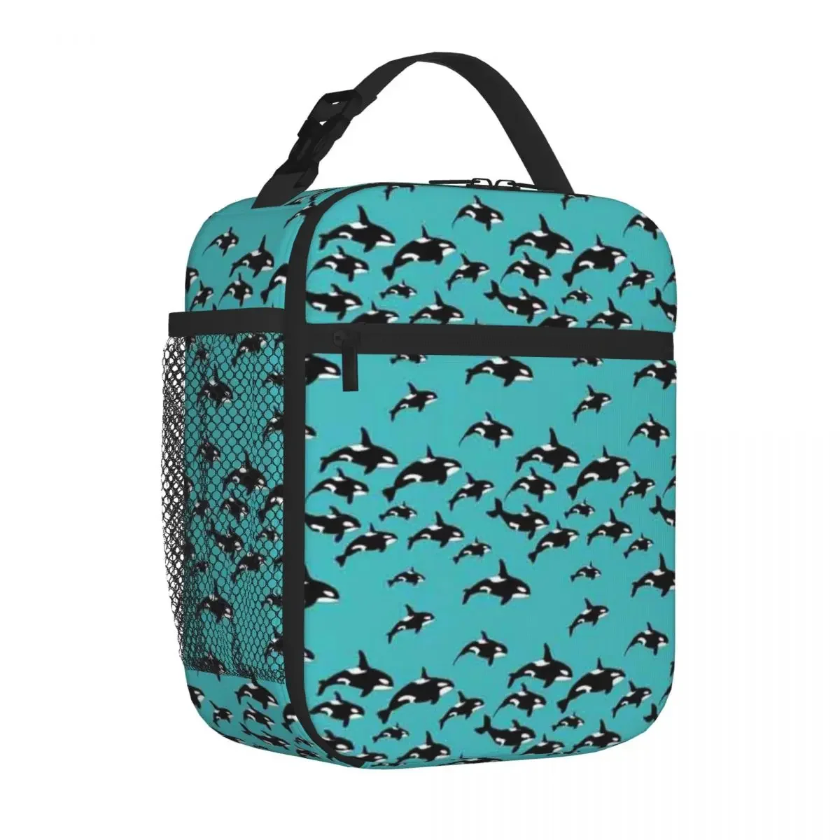 Bestselling Orca Killer Whales Pattern On Blue Urban Street Sports Lunch Bag Field Work Meal Insulated Snack Tote
