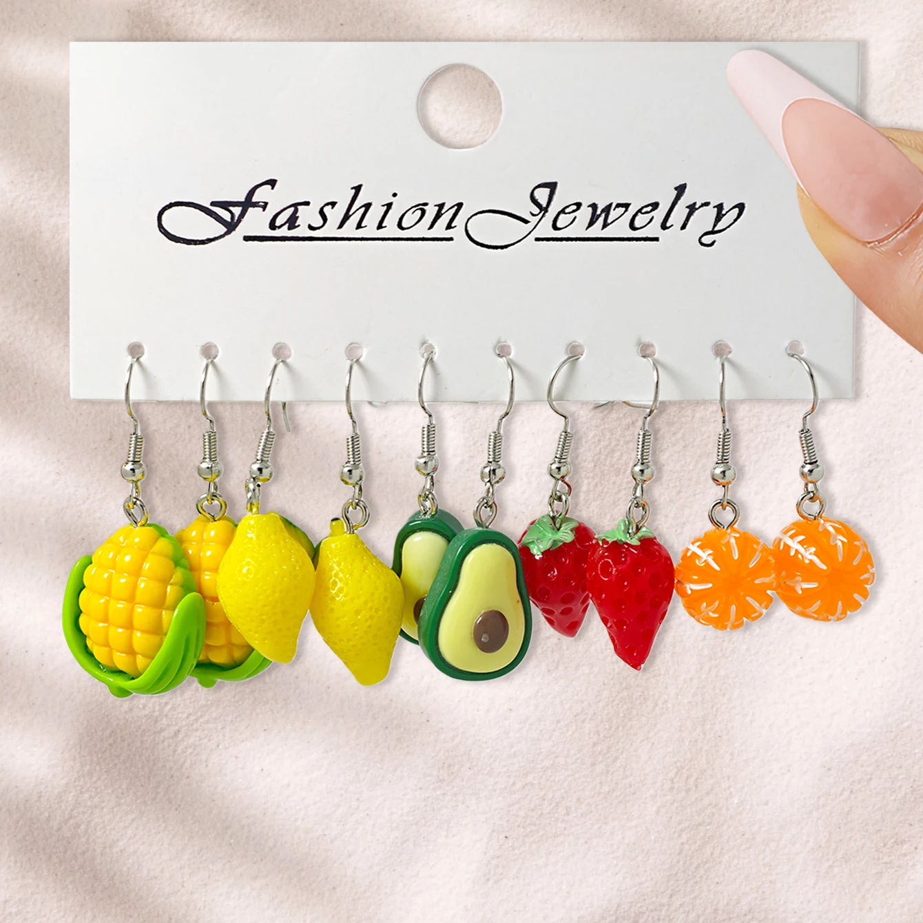 30 قطعة مجموعة أقراط راتينج بسيطة لطيفة مقلد الجبن الفراولة الموز البرتقال الذرة الإبداعية الفاكهة والخضروات أقراط #3