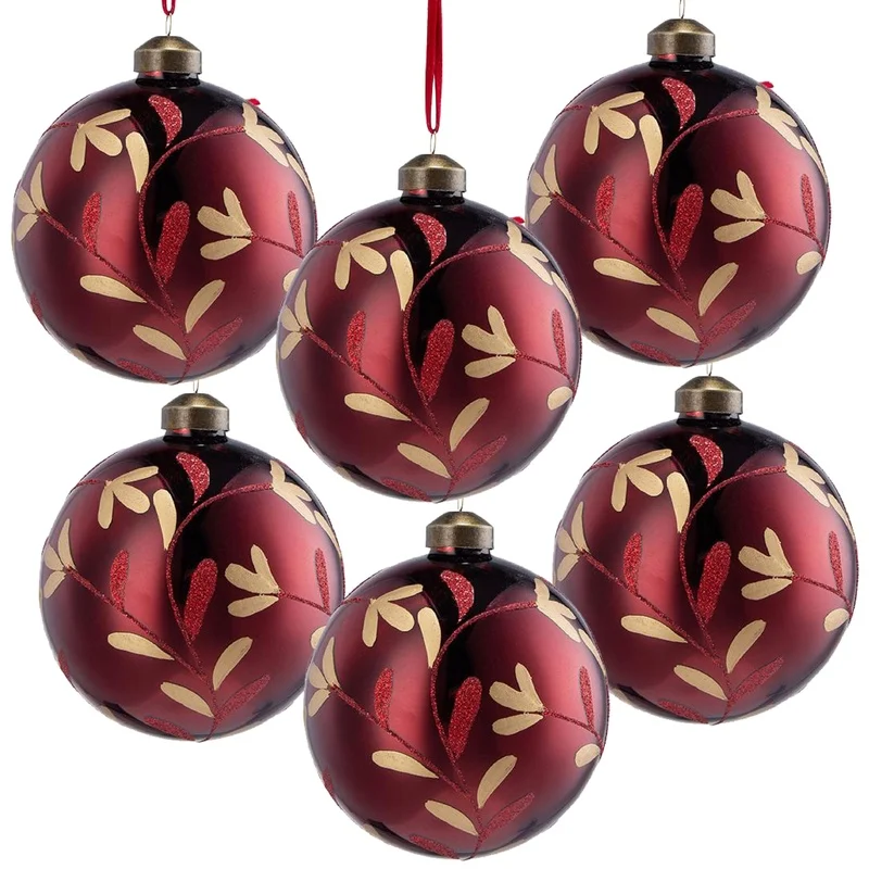 

Christmas Glass Ornaments Set of 6 for Tree and Holiday Decor