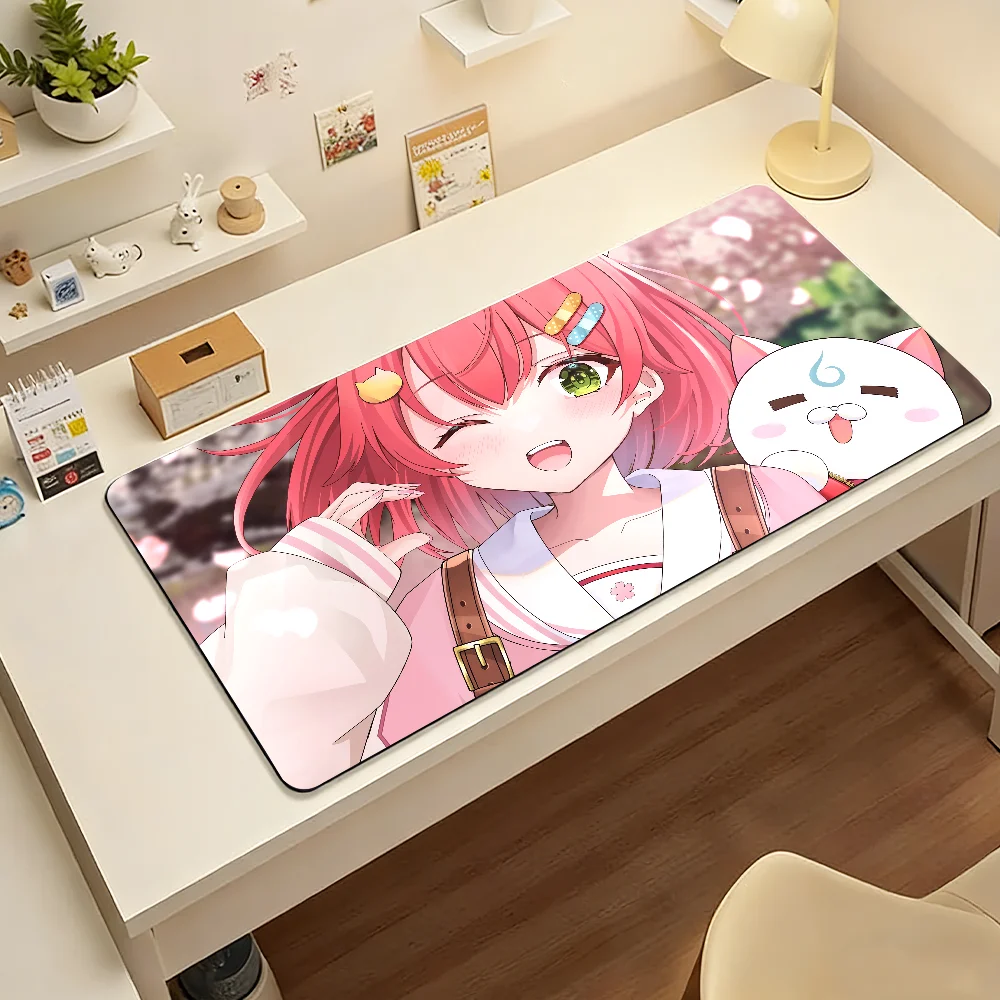 Anime Mouse Pad Gamer XXL Keyboard Mat Pink Short Hair Wink Cute Cat Companion Anime Girl Multi Scene Office Gaming Home Desk