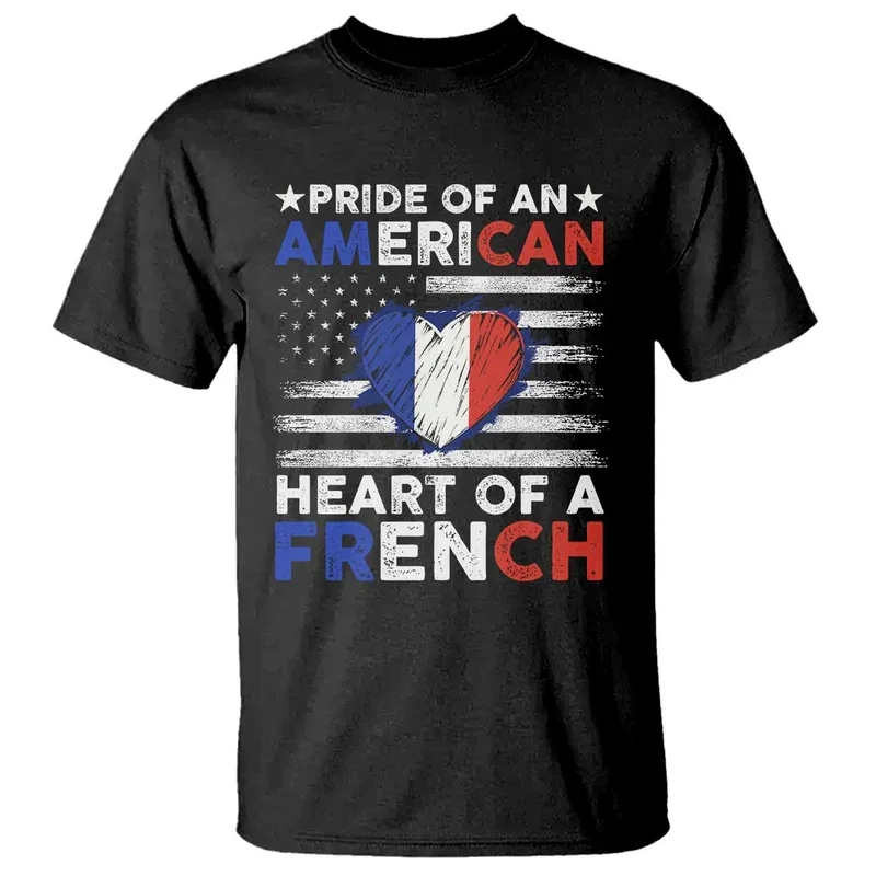 Summer Harajuku Men's T Shirt Pride Of An American Heart Of A French Graphic T-Shirt Women Kid American Short Sleeve Street Tops image 4