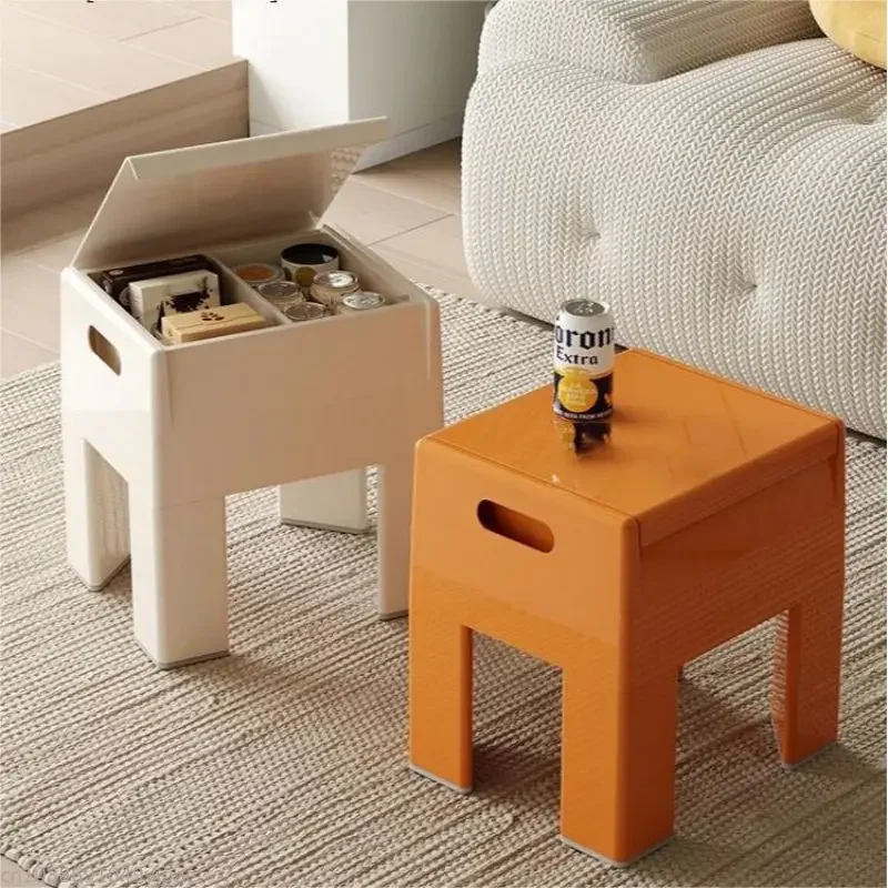 

ABS Plastic Low Stool Storage Box Living Room Bedroom Balcony Home Rest Stools Space Saving Furniture