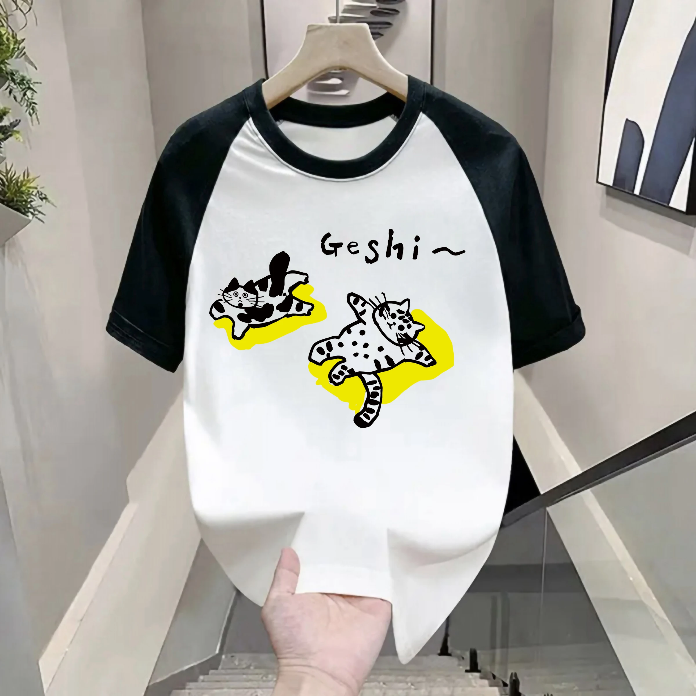 

Новая летняя футболка с коротким рукавом и декоративными вставками на плечах, из чистого хлопка, универсальный модный молодежный топ с круглым вырезом