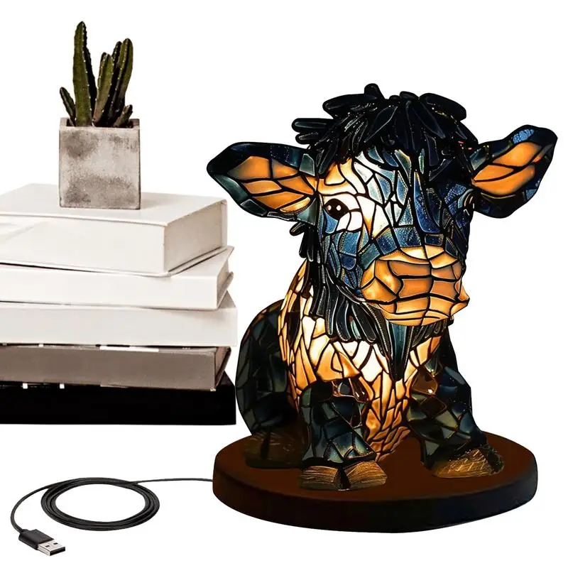

Animal Table Lamp 3D Highland Cow Design Animal Nightstand Lamp Cow Light Western Table Lamp Highland Cow Table Lamp For Bedroom