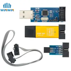 1pcs New USBASP USBISP AVR Programmer USB ISP USB ASP ATMEGA8 ATMEGA128 Support Win7 64K 10Pin To 6 Pin Adapter Board