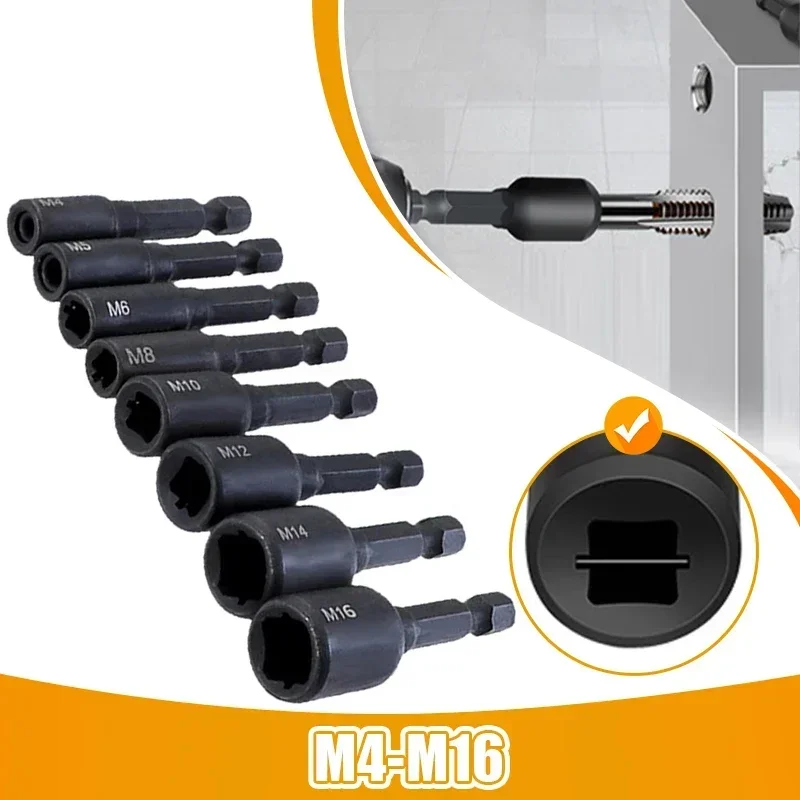 M4-M16 Screw Tap Socket Adapter Holder Extension Bar 1/4 Inch Hex Shank Machine Tap Driver Thread Tap Adapter for Electric Drill