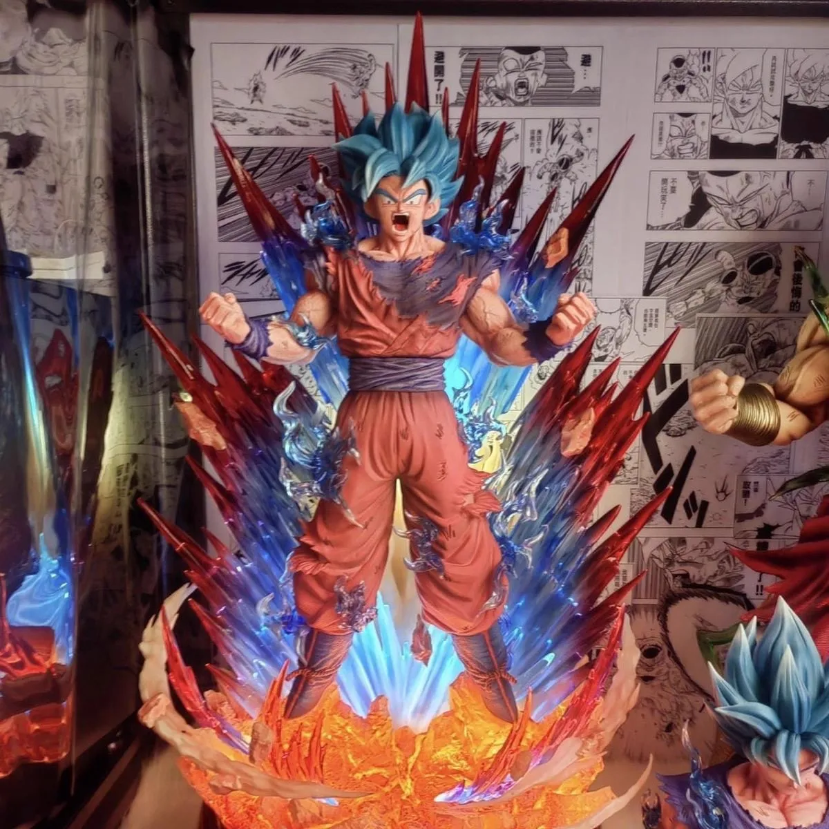 45 センチメートルドラゴンボール悟空超サイヤ人神超サイヤ人アニメフィギュアモデル像ボーイズコレクションデスクトップ装飾装飾おもちゃ