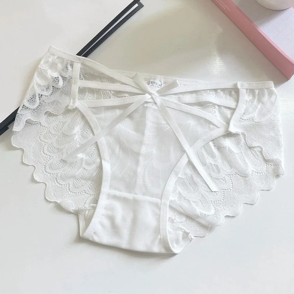 

Comfortable Low Waist Lace Panties Transparent Bow Underwear for Women Thin Strap Lingerie Lace Thin Underwear Lady