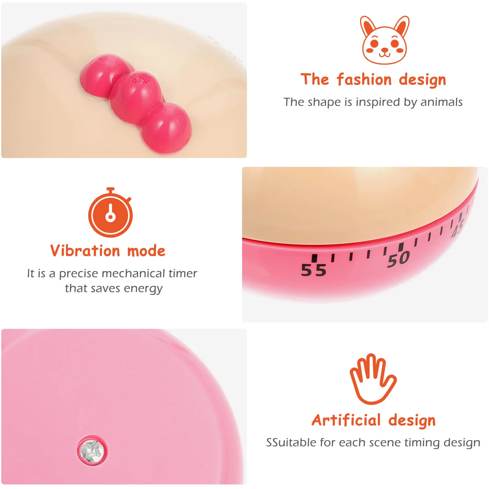 

2pcs Cartoon Kitchen Timer Cute Animal Dial Countdown Cooking Device Novelty Plastic Frog Bird Chicken For Kids Family Gifts