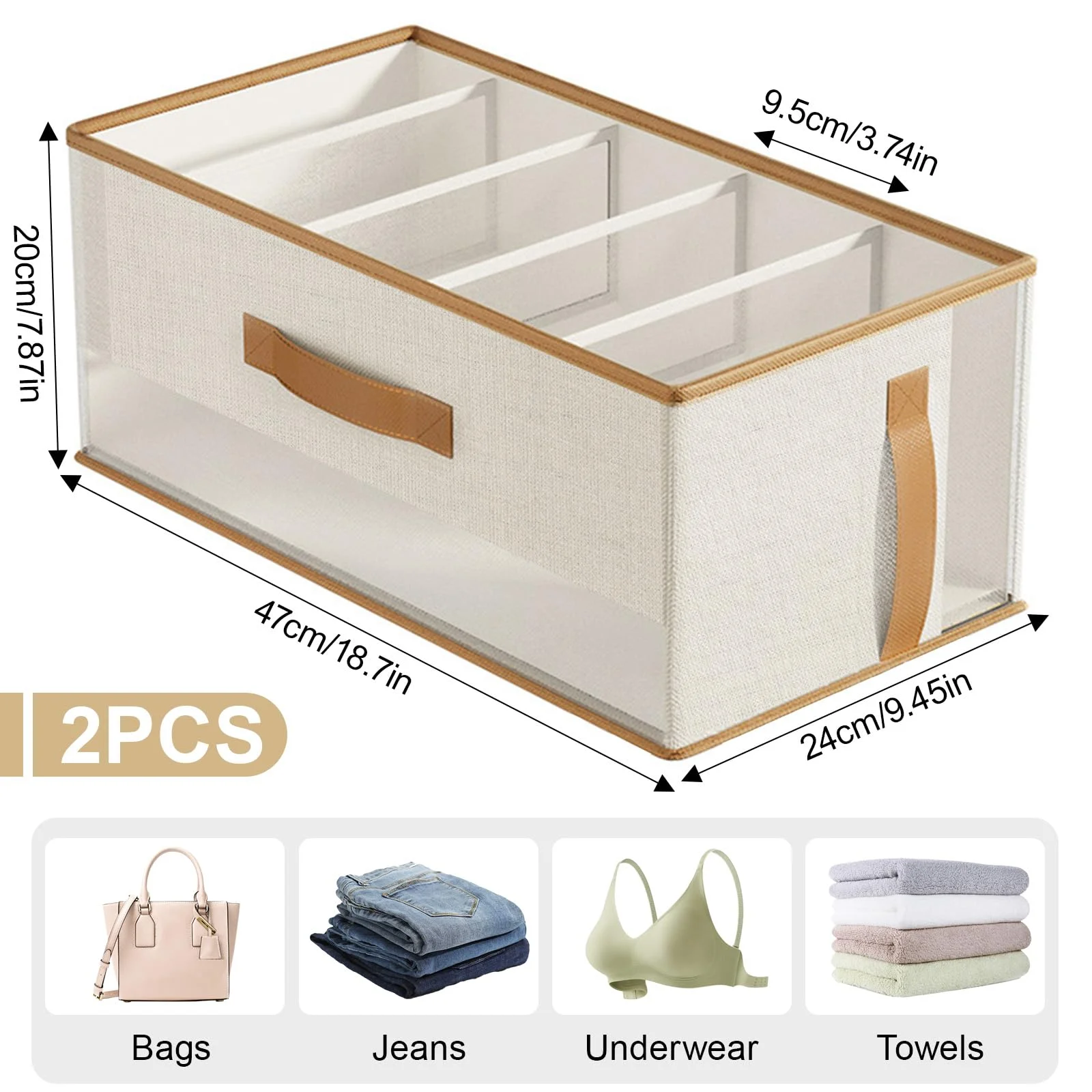 1pc Freestanding Cabinet-like Wardrobe Storage Cabinet for Bags & Shoes - Heavy-Duty Fabric Multi-Tier Shelving Unit with Clear