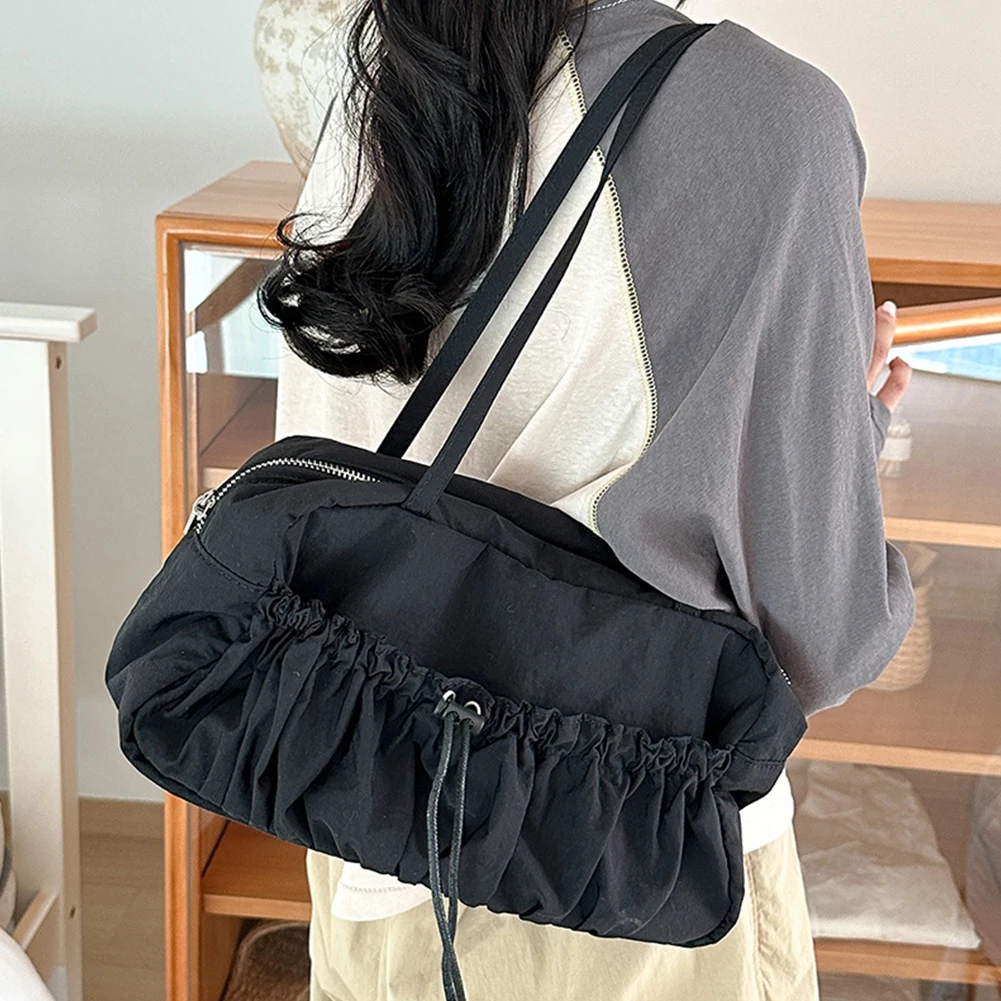 

Women Solid Satchel Bag Multipurpose Drawstring Armpit Bag Casual Large Capacity Lightweight Daily Dating Bag