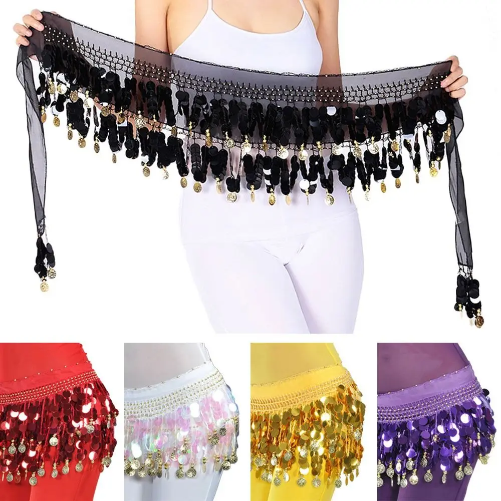 Thailand/India/Arab Dancer Sequins Tassels Skirt Women Sexy Belly Dance Hip Scarf Wrap Belt Dancer Skirt Female Show Costumes image 4